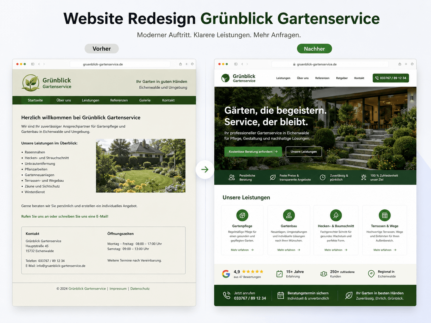 WordPress Website Vorher-Nachher Redesign für Dachwerk Nord in Falkenrode