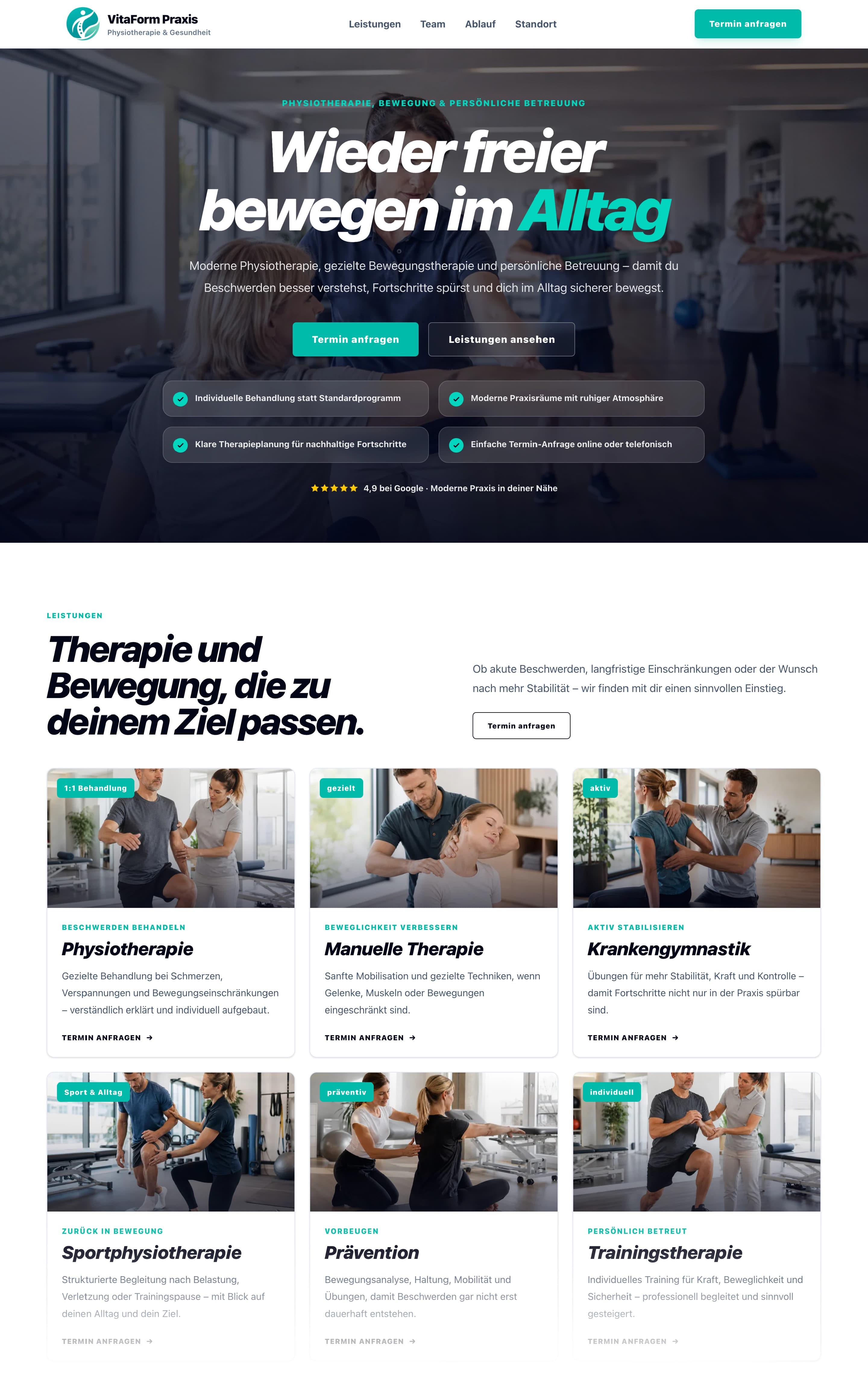 Beispiel einer hochwertigen modernen Website