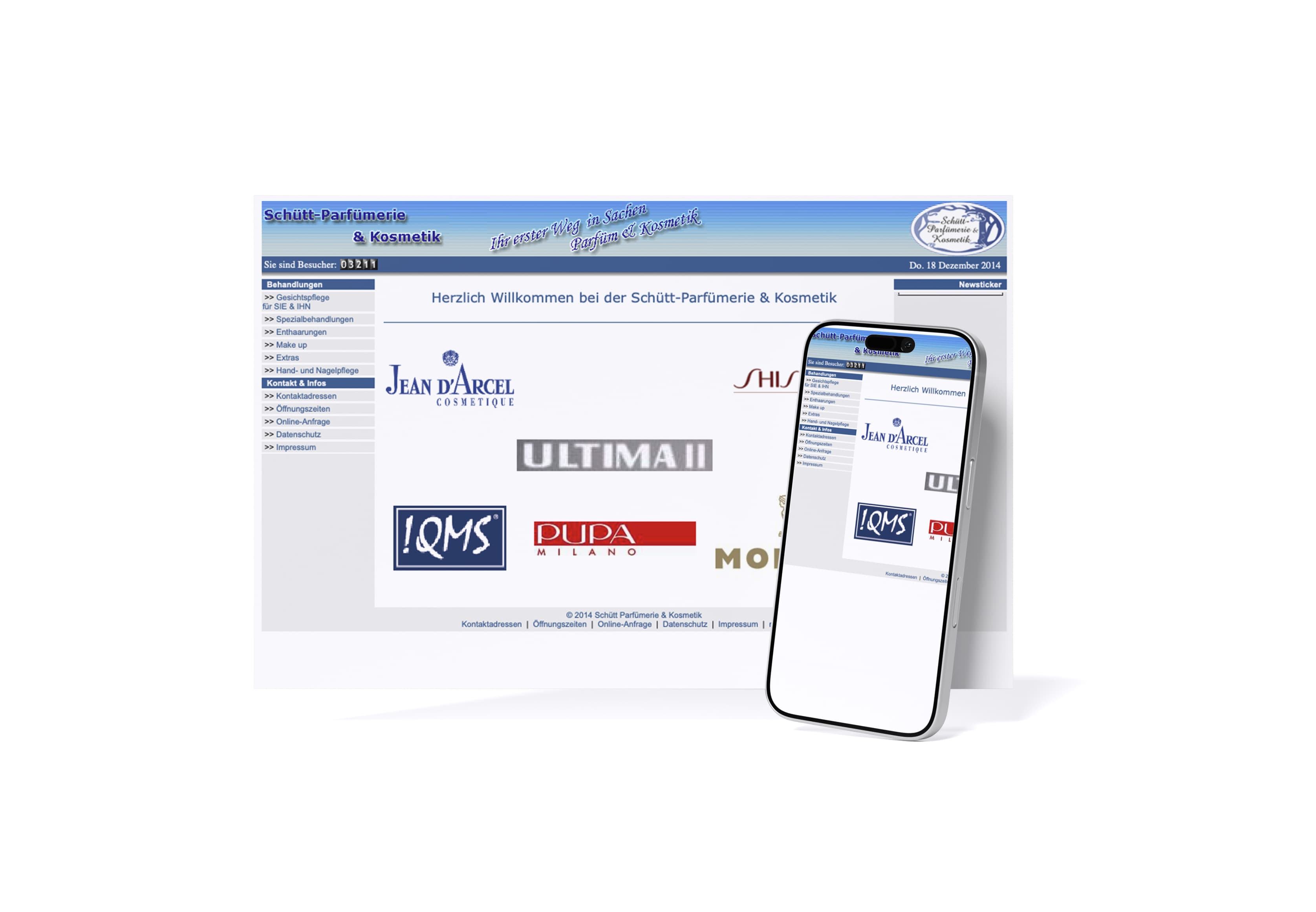 Beispiel einer alten unübersichtlichen Website vor der Überarbeitung