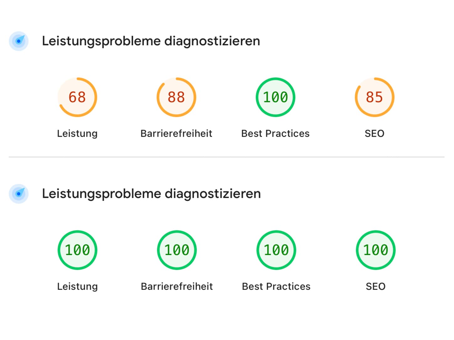 Schnelle moderne Website auf einem Bildschirm mit klarer Oberfläche